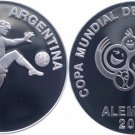 2004 Argentina Large Proof Silver 5 peso World Cup soccer