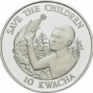 1989 Zambia 10 KWACHA Large Silver Proof Save the Children