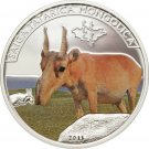 2011 Mongolia Large Color Silver Proof 500 T Saiga Antelope