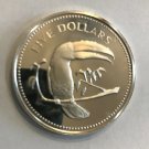 1974 Belize Large Sterling Silver Proof $5-Birds-Toucan