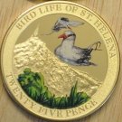 St.Helena 2013 Large Goldplated Color 25 Pence-Birds-White faced Storm Petrel