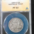 Rare 1959 Australia Proof 1 Florin ANACS PF63