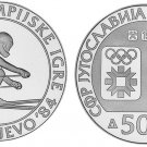 1982 Yugoslavia Large silver Olympic 500 D Skier ,PROOF
