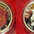 1996 Uganda Large Silver Color Proof 2000 shillings- Lion