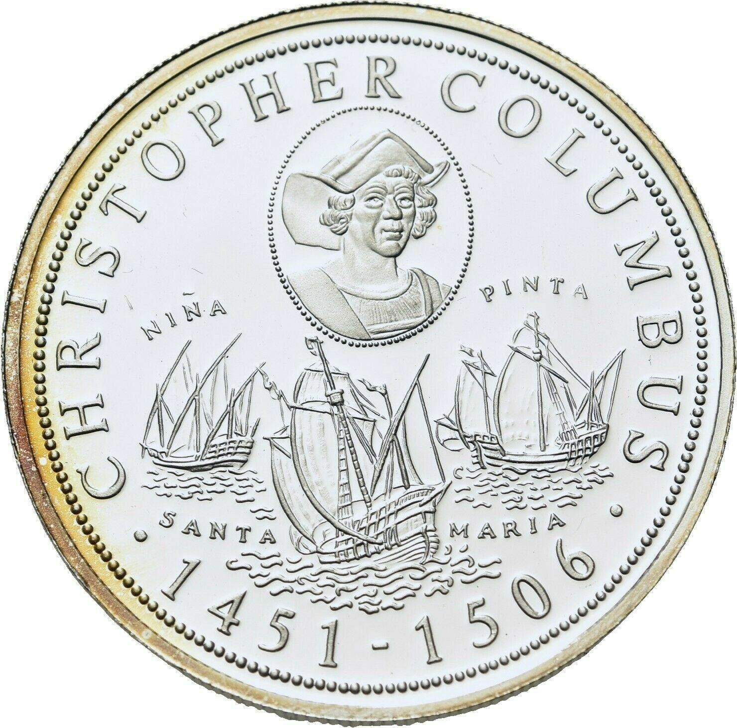 2000 Somalia Silver Proof 150 sh-Columbus/Sailing Ships:Santa Maria,Pinta,Nina#2