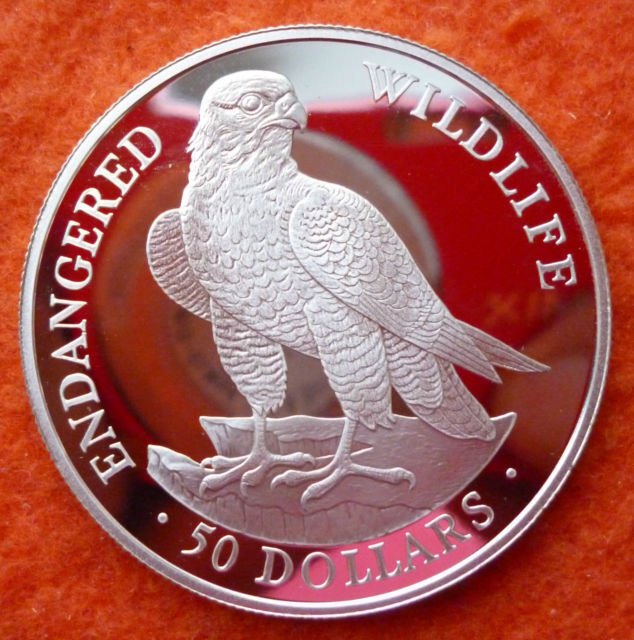 1991 Cook Is Large Silver Proof $50 Falcon