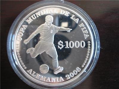2003 Uruguay Large Silver Proof Soccer Germany $1000
