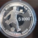 2003 Uruguay Large Silver Proof Soccer Germany $1000