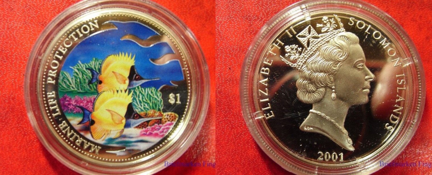 2001 Solomon Is Large Color Proof $1 Tropical Fish