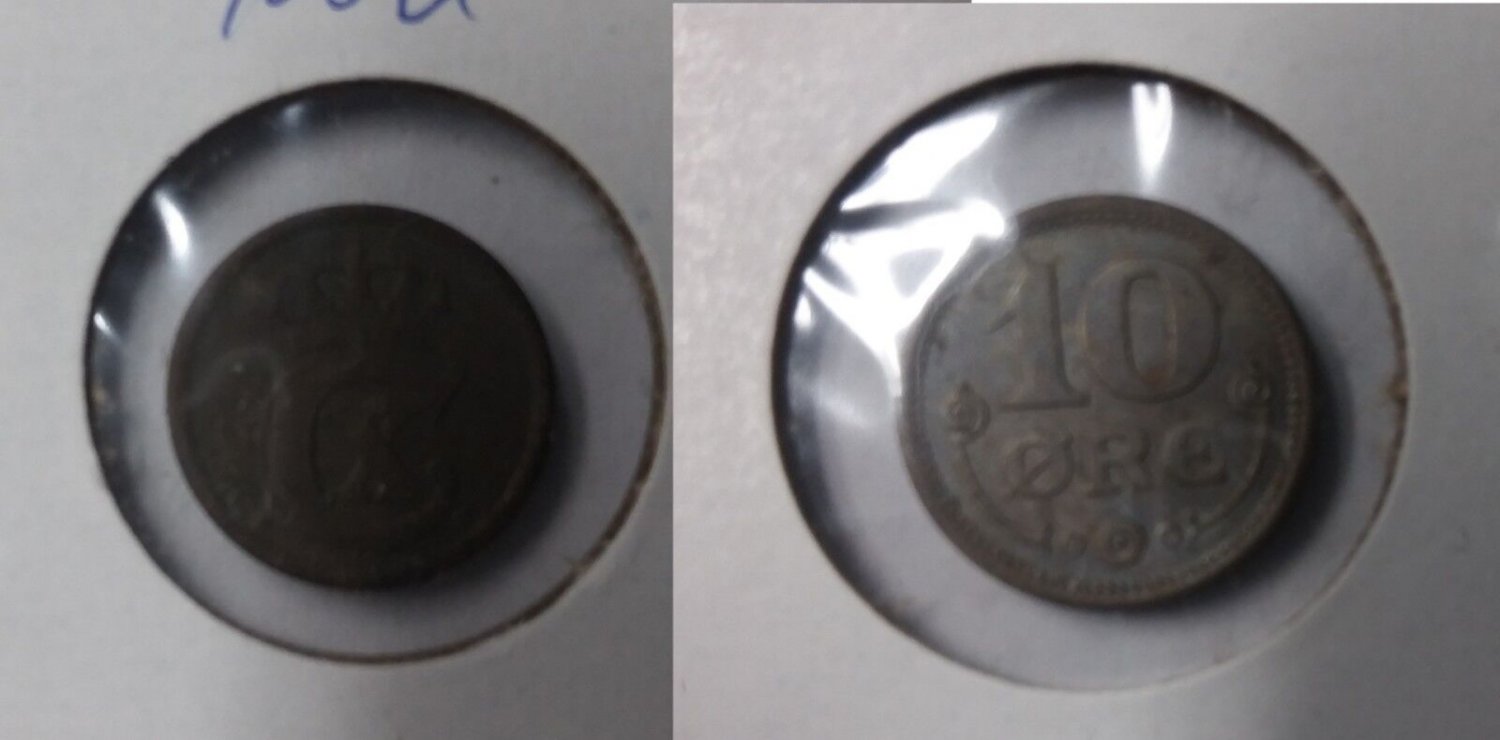 1921 Denmark 10 Ore -Nice