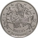 1991 Gibraltar Large Silver Proof 35 Ecu Knight in Armor on Horseback Charging