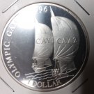 1996 Cayman Is Large silver Proof $1 Olympic Sailing