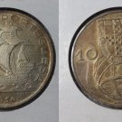 1954 Portugal silver 10 Escudos Caravella-Sailing ship,Nice