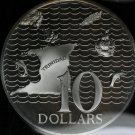 1972 Trinidad &Tobago Large Sterling Silver Proof $10-Map/Ship/Dolphin/Swordfish
