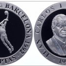 1990 Spain Large  silver Proof 2000 Pesetas-Ancient Olympic Basketball