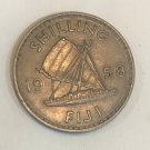 1958 Fiji 1 Shilling- Sailing ship