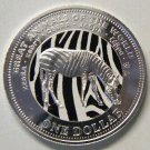 2009 Fiji Large Color AGplated $1 Zebra