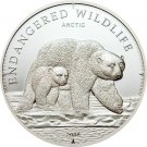 Cook Is 2008 Large Silver  $5 Polar Bear Swarovski crystals