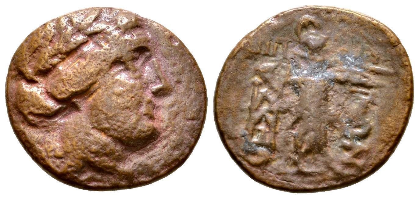 Ancient Greece 2 cent  BC THESSALY LEAGUE TRICHALKON APOLLO ATHENA ITONIA AE