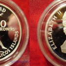 1984 Turks Caicos Large Silver Proof 10 cr Olympic Javelin