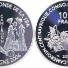 2004 Cameroon(+Chad,Congo,Gabon,Guinea)Large Silver Proof 1000F-Soccer World Cup