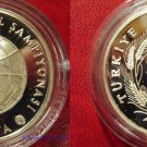 1990 Turkey Large Silver Proof 20000 l World Cup Soccer(Football) Italy Map/Ball