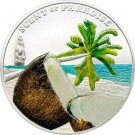 2009 Palau Large  Color Silver $5 Coconut