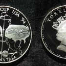 1994 Tokelau Large Silver Proof 5 Tala-World Cup Soccer