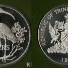 1977 Trinidad & Tobago Large Sterling Silver Proof $5-Birds-Scarlet Ibis