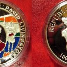 1996 Congo Very  Large 45mm Silver Color Proof 1000 Fr Livingstone