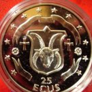 1995 Isle of Man  Large Silver Proof 25 Ecu-Heraldic Shield/Ram