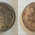 1915 D Germany Silver 1 Mark- WWI - UNC, nice toning  #2