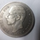 1885 Spain Large silver 5 pesetas-King Alfonso #3