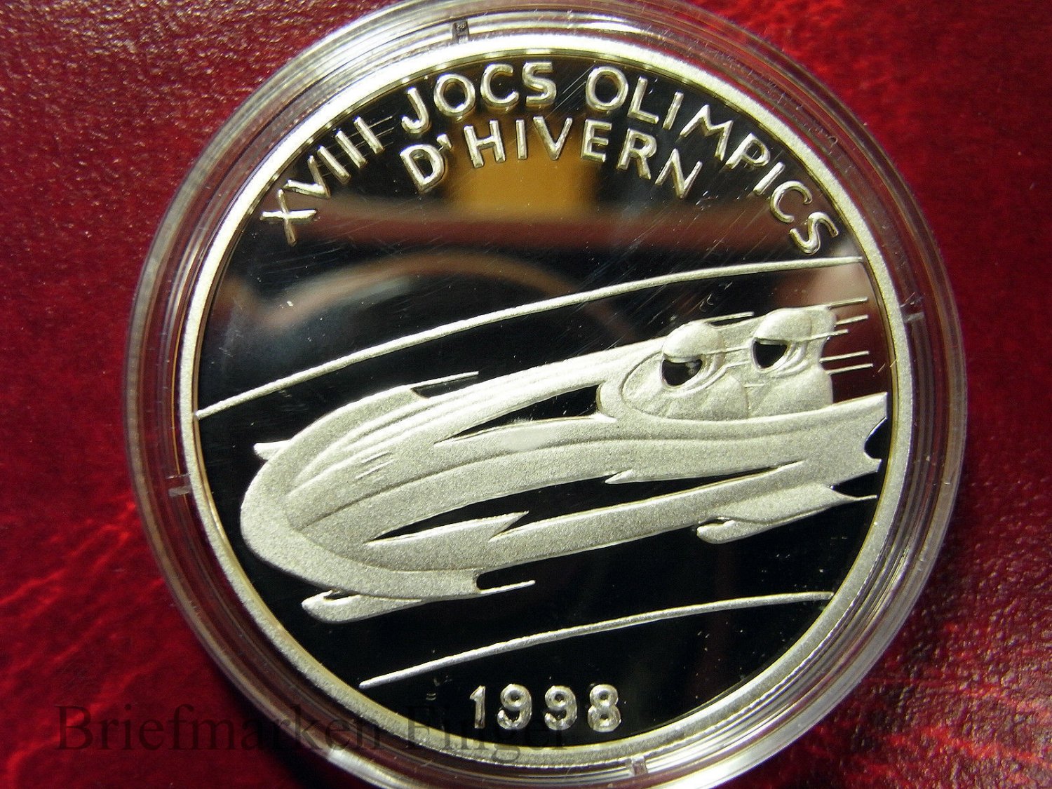 1997 Andorra Large Proof Silver 2 Diners Olympic Bobsled