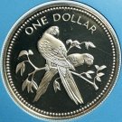 1974 Belize Large Sterling Silver Proof $1-Birds-Parrot