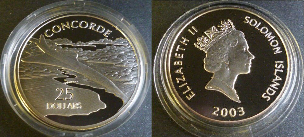 2003 Solomon Is Large silver Proof $25 Concorde