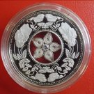 2012 Fiji Large Silver Proof $10 Filigree Flower w cubic zirconia- mintage 1000