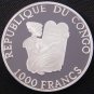2004 Congo Large Silver Color Proof 1000 fr Airplane BAC-111