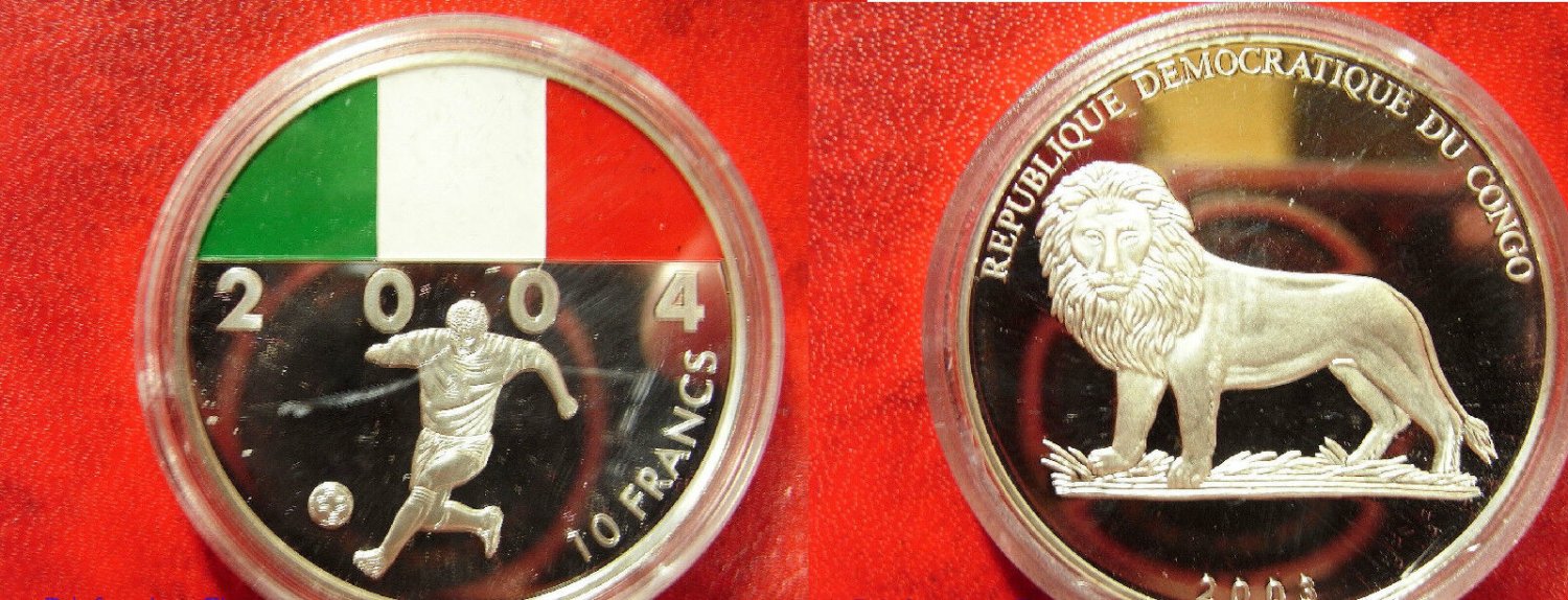 2003 Congo Large Color 10 Fr World Cup Soccer Germany 2004-Italy