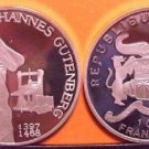 1999 Benin Large Silver  Proof 1000 fr Gutenberg-First Printer