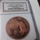 Rare 1996 Romania Copper 100 L Piefort Olympic Shooting NGC PF 68