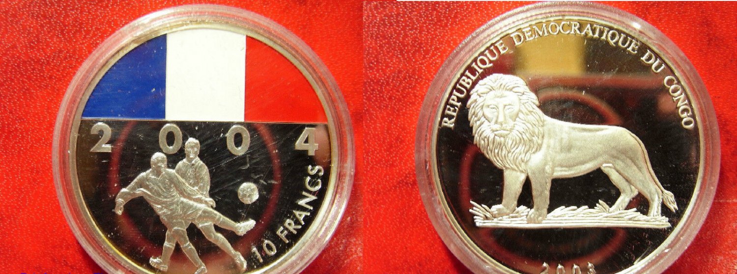 2003 Congo Large Color 10 Fr World Cup Soccer Germany 2004-France