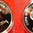 2005 Argentina Large Proof Silver 5 peso World Cup soccer