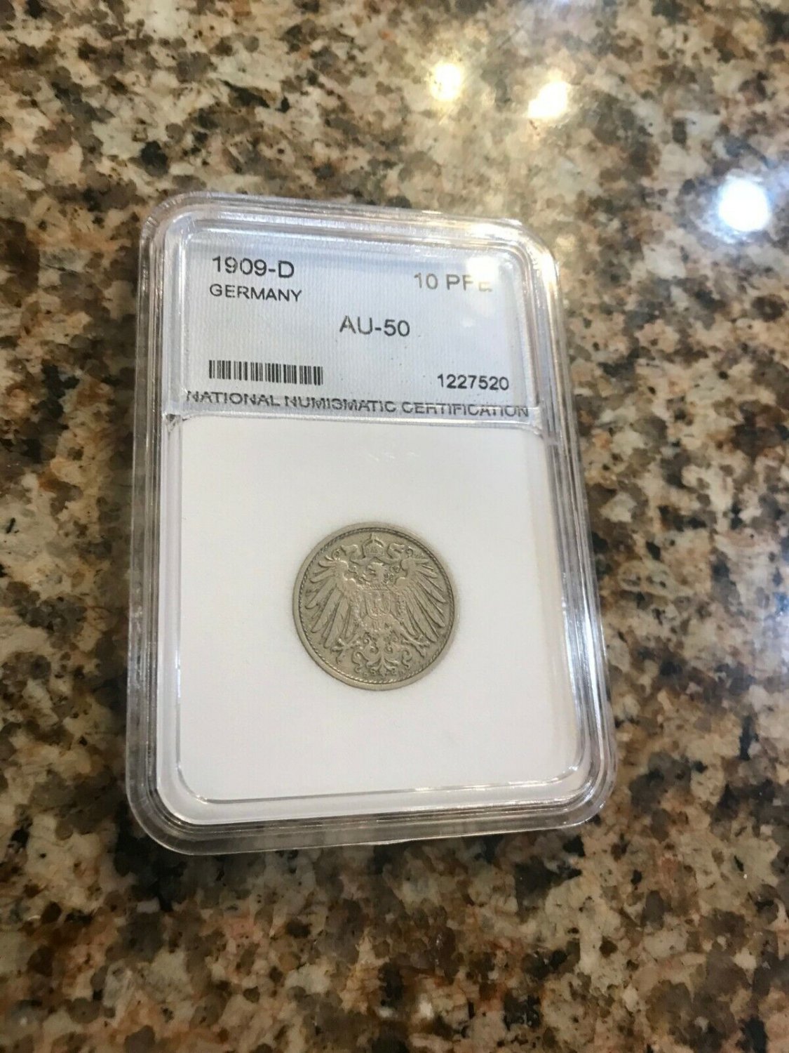 1909 D Germany 10 pfennig slabbed