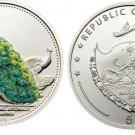 2009 Palau Large Silver Proof color $5 Peacock/Neptune/Mermaid