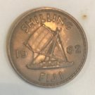 1962 Fiji 1 Shilling- Sailing ship