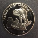 1975 Liberia Large 1 OZ Silver Proof $5-Elephant