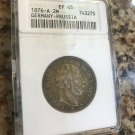 1876 A Prussia(German States) Silver 2 Mark ANACS XF45