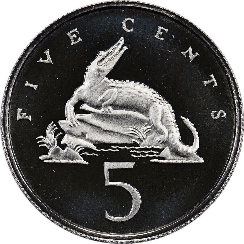 1973 Jamaica Proof 5 c Crocodile