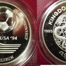 1993 Bhutan Large Silver  Proof 300 Ngultrum World Cup Soccer USA